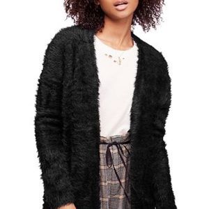 Free People black faux fur cardigan sweater #fp #wethefree #freepeople